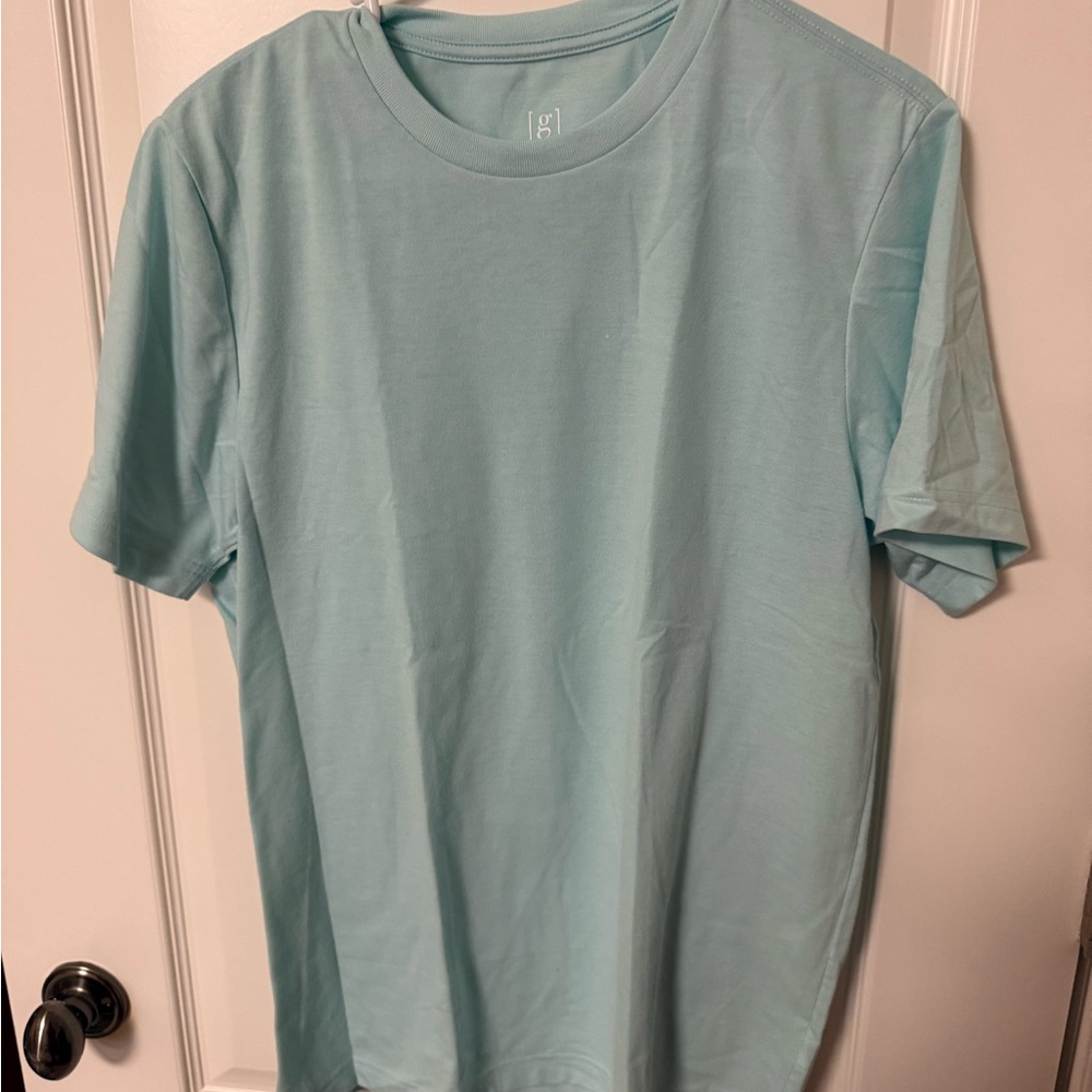 George Crewneck Tee in Pale Aqua